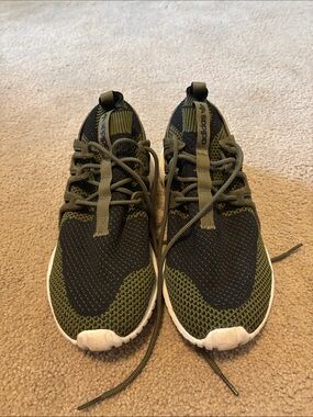 adidas Olive Green and Black Knit Sneakers with White Sole